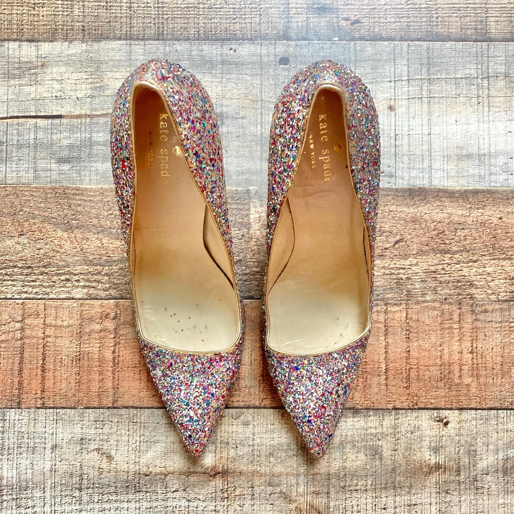 Kate Spade Rainbow Glitter Stilettos- Size 9