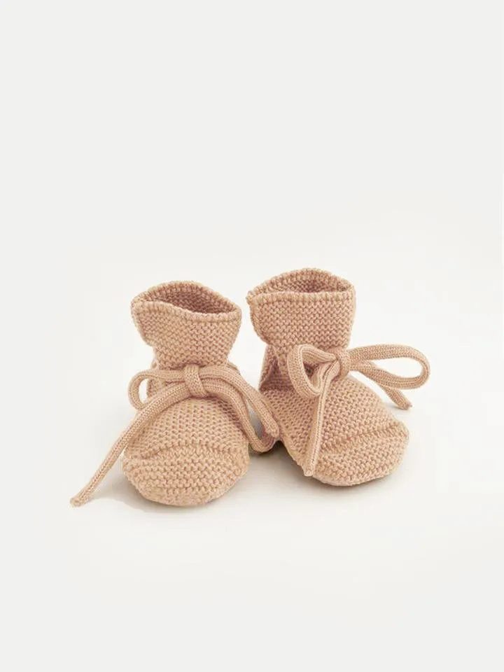 Knit Booties - apricot hvid