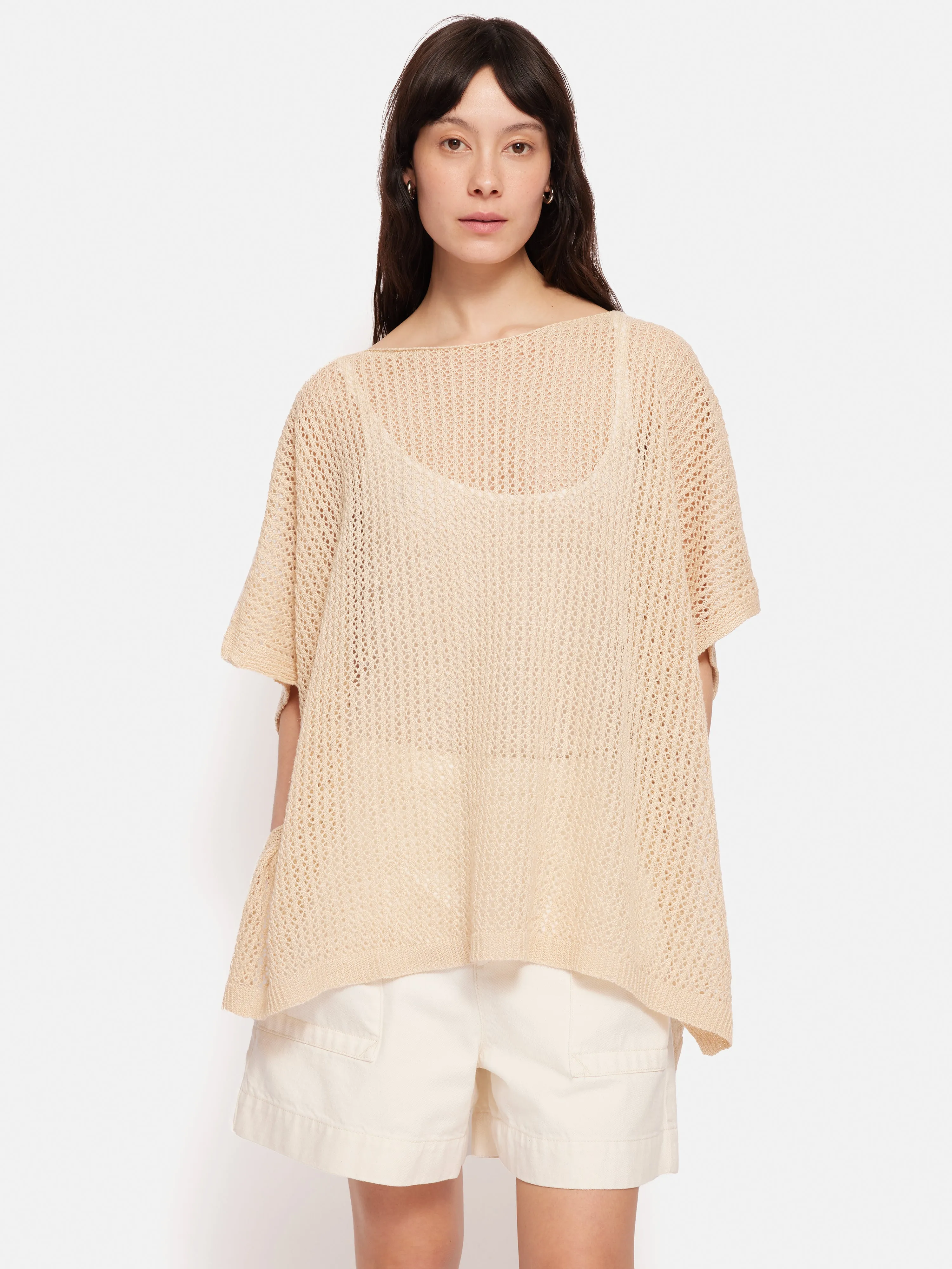 Linen Poncho | Cream