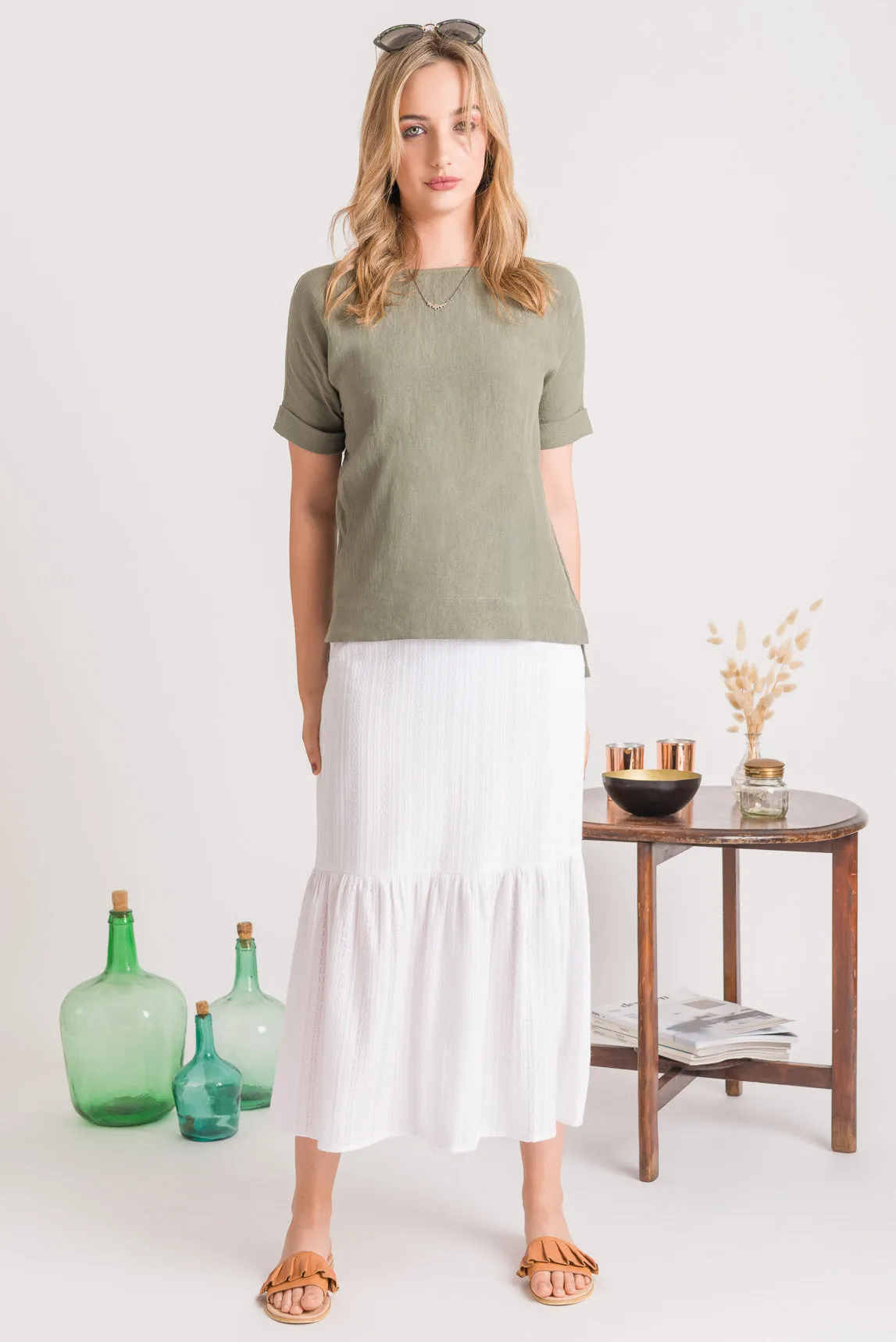 Linen Tee - Sage