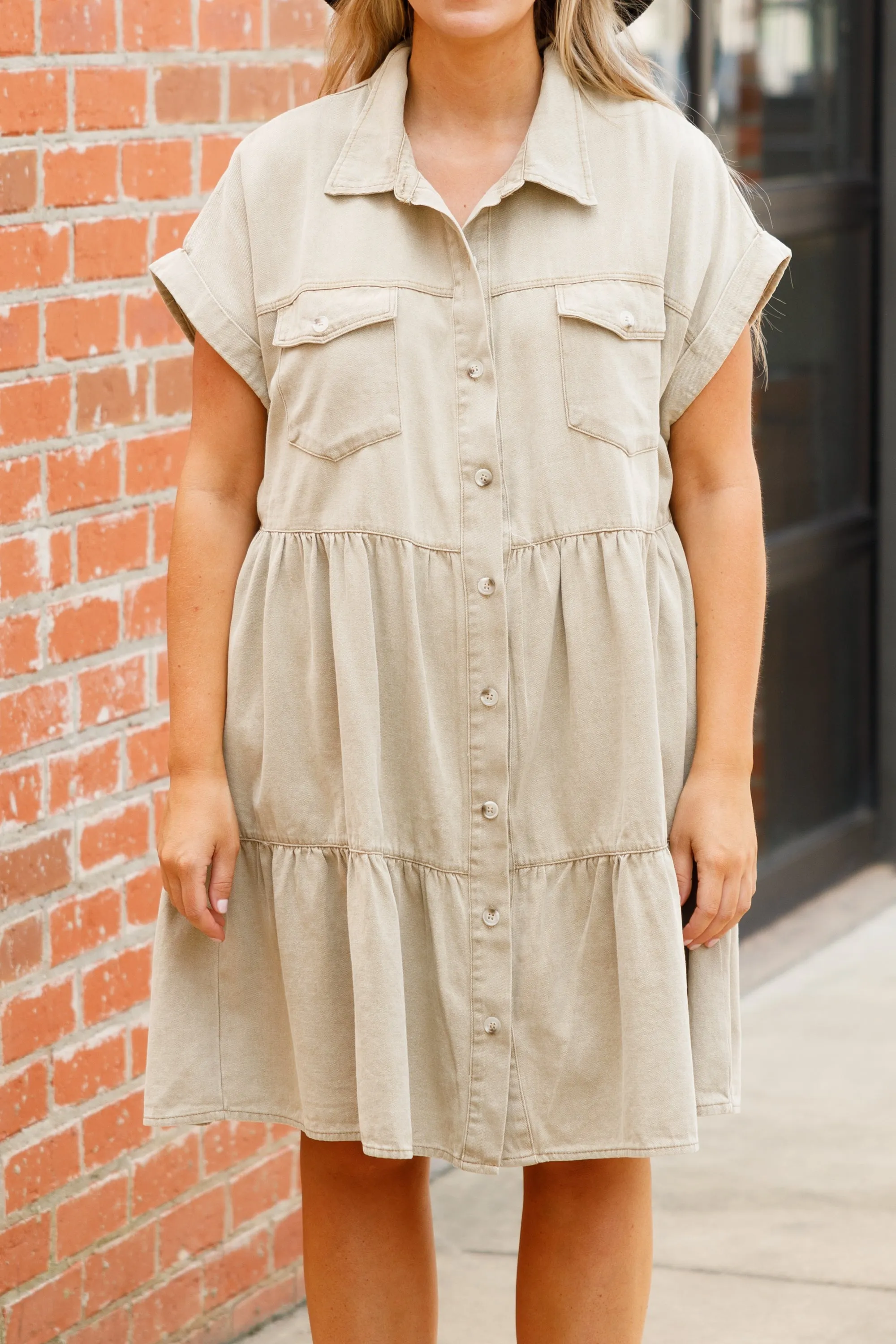 Lost In A Daze Dress, Taupe