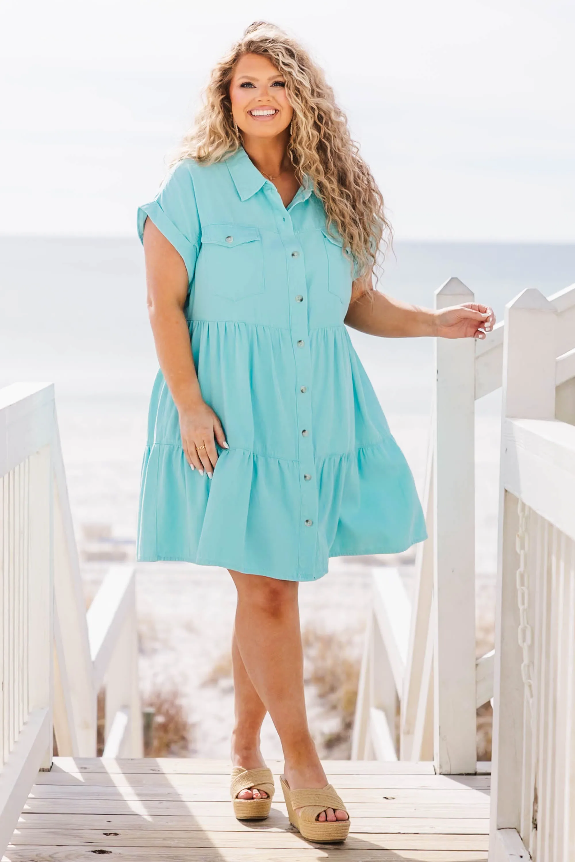 Lost In A Daze Dress, Turquoise