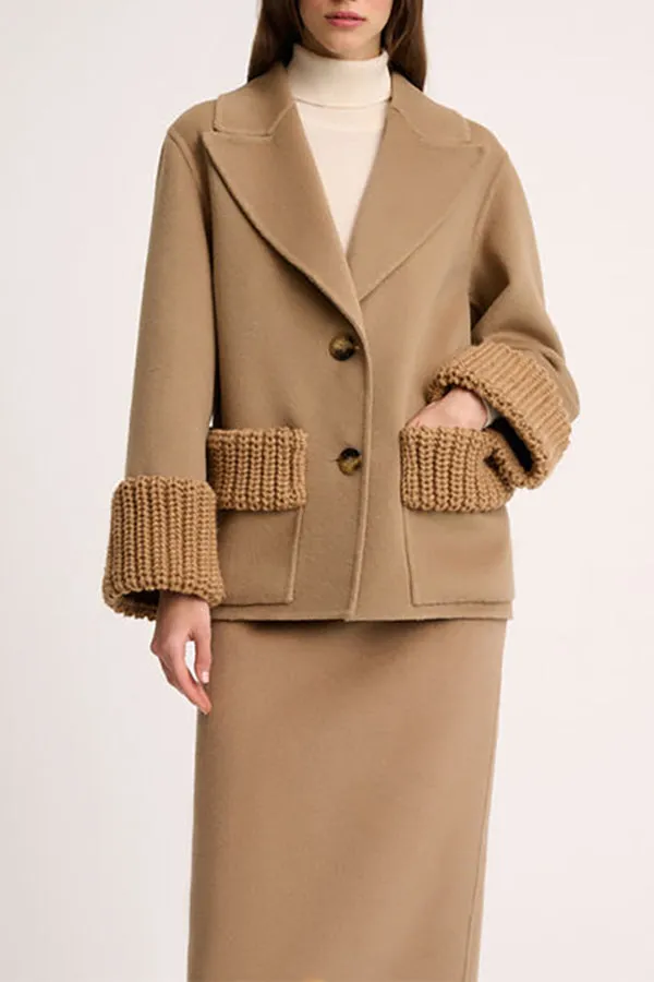 Luisa Spagnoli SONICO CAMEL KNIT DETAIL PEACOAT