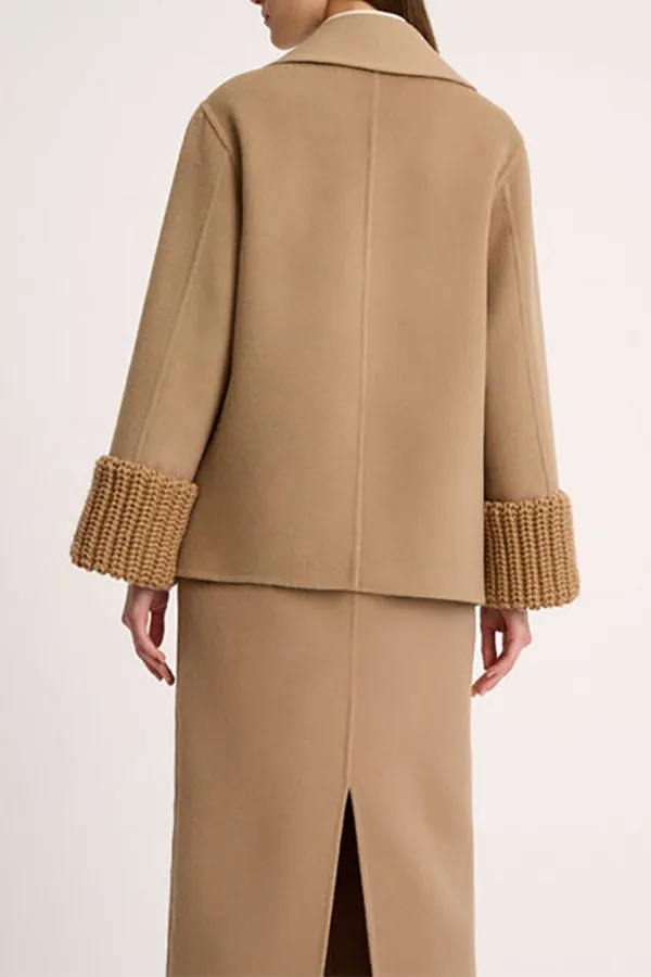 Luisa Spagnoli SONICO CAMEL KNIT DETAIL PEACOAT