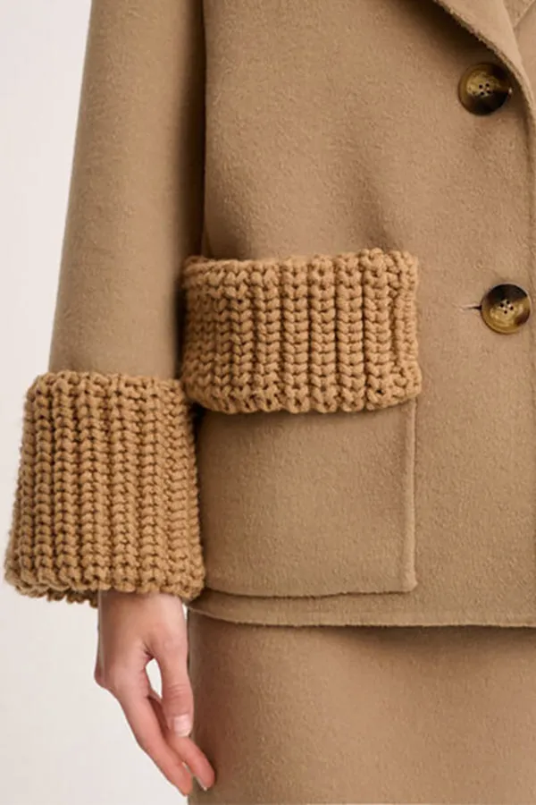 Luisa Spagnoli SONICO CAMEL KNIT DETAIL PEACOAT