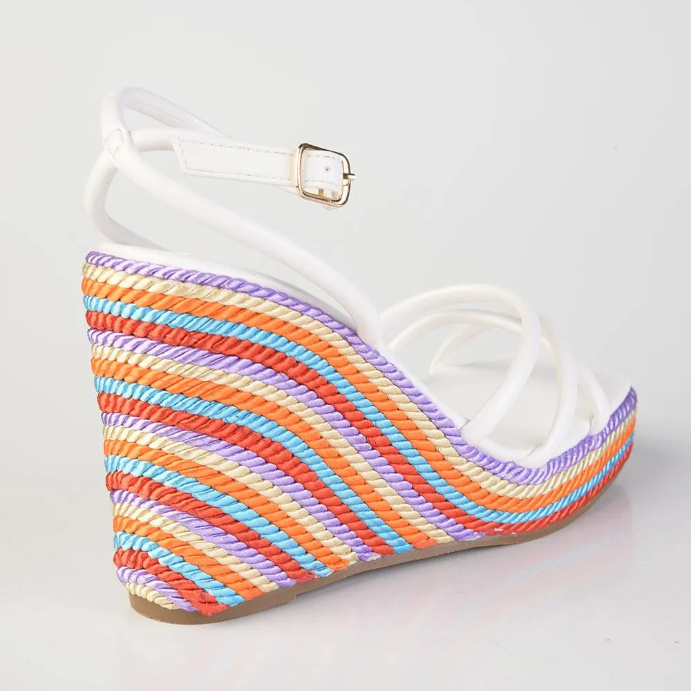 Madison Azalia Rope Wedge Sandal  - White