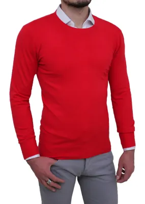 Maglioncino uomo Sartoriale Rosso girocollo maglione pullover Natale Capodanno