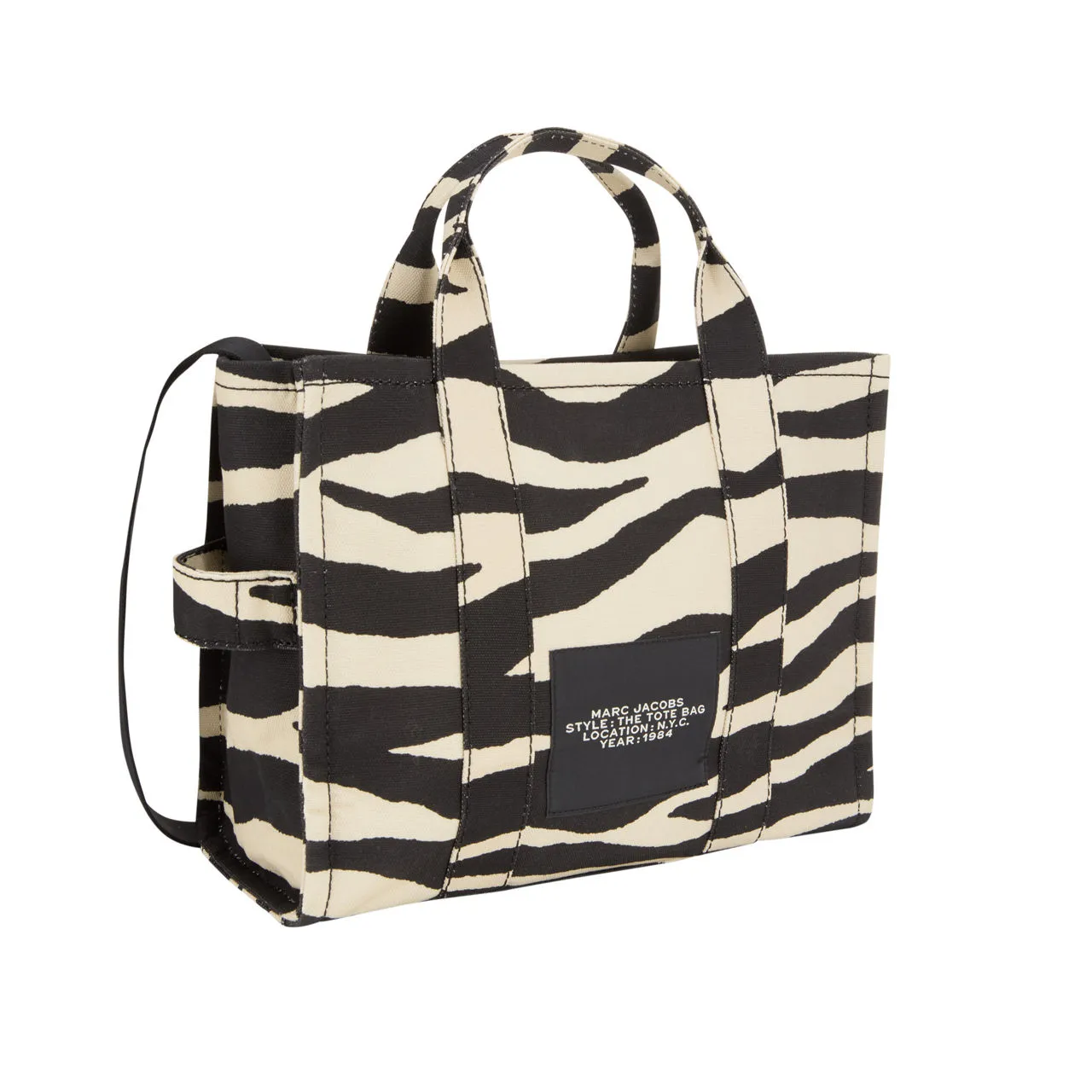 MARC JACOBS The Zebra Canvas Medium Tote Bag - Black White