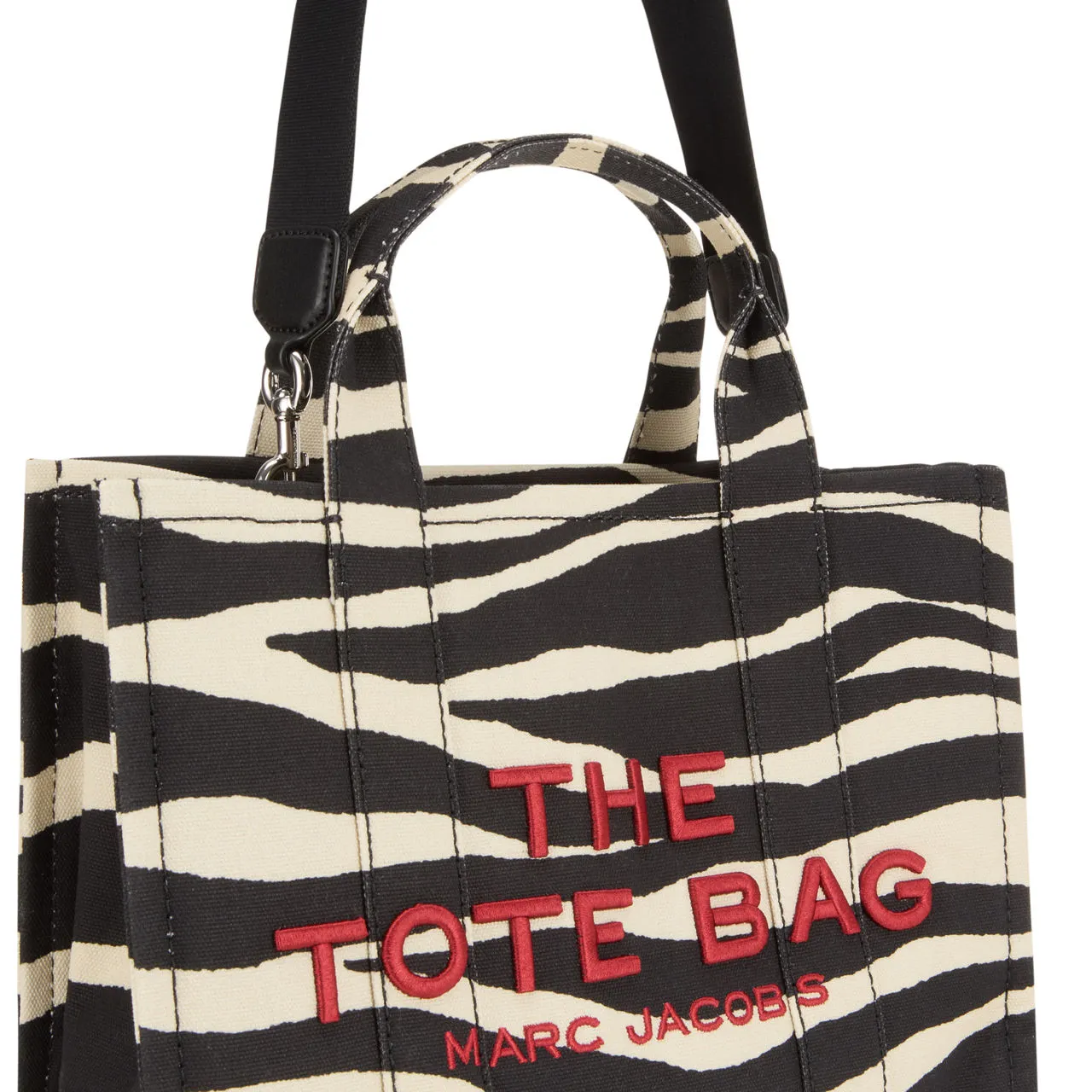 MARC JACOBS The Zebra Canvas Medium Tote Bag - Black White