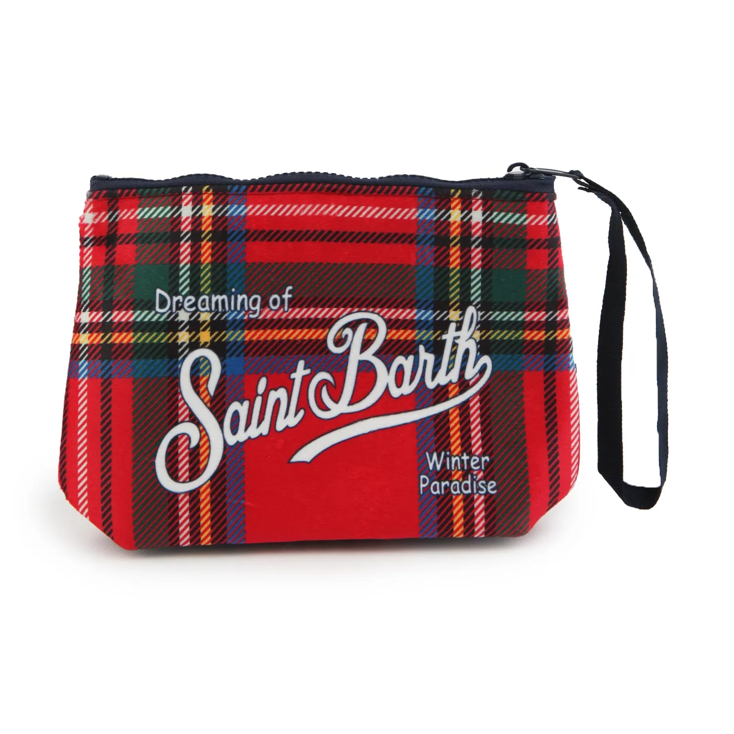 Mc2 Saint Barth Red And Multicolor Aline Tartan Clutch Bag