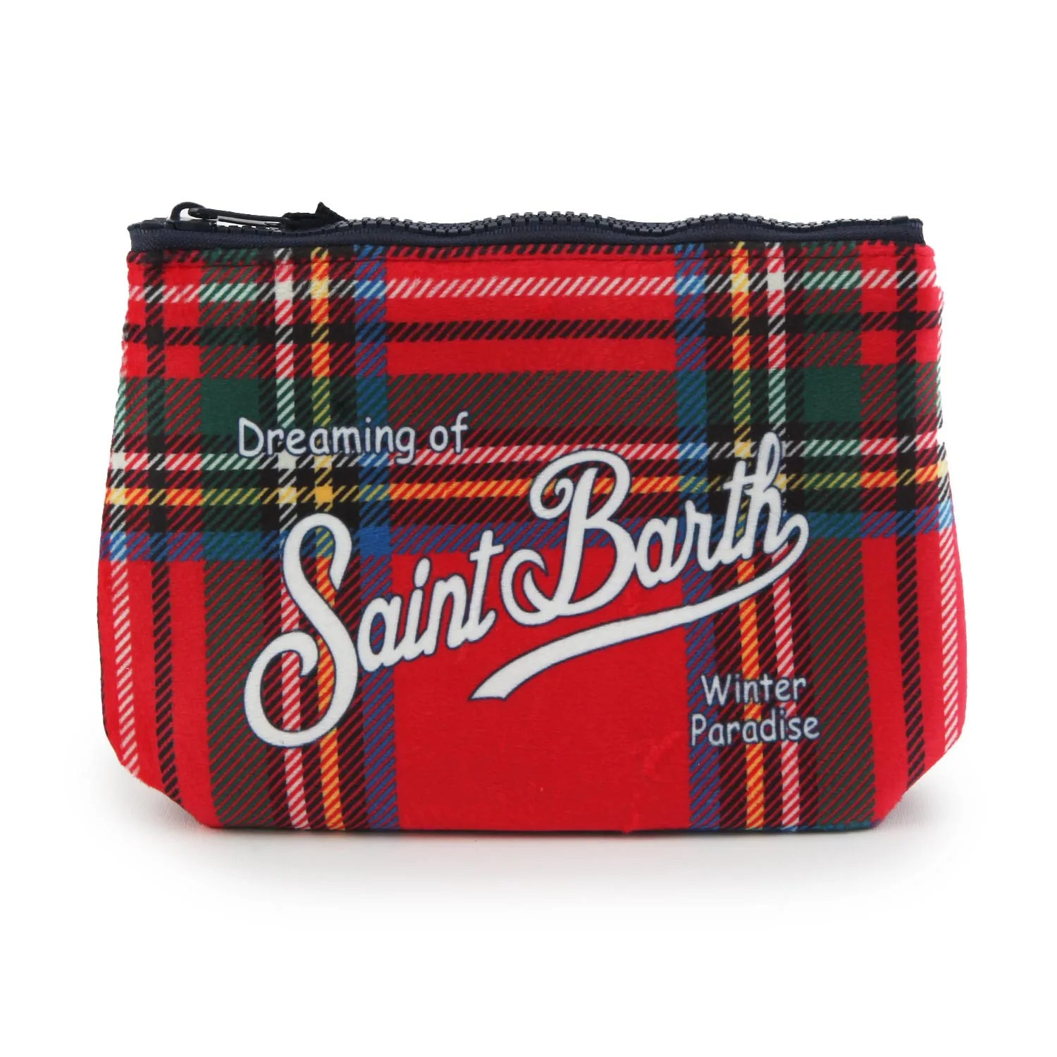 Mc2 Saint Barth Red And Multicolor Aline Tartan Clutch Bag