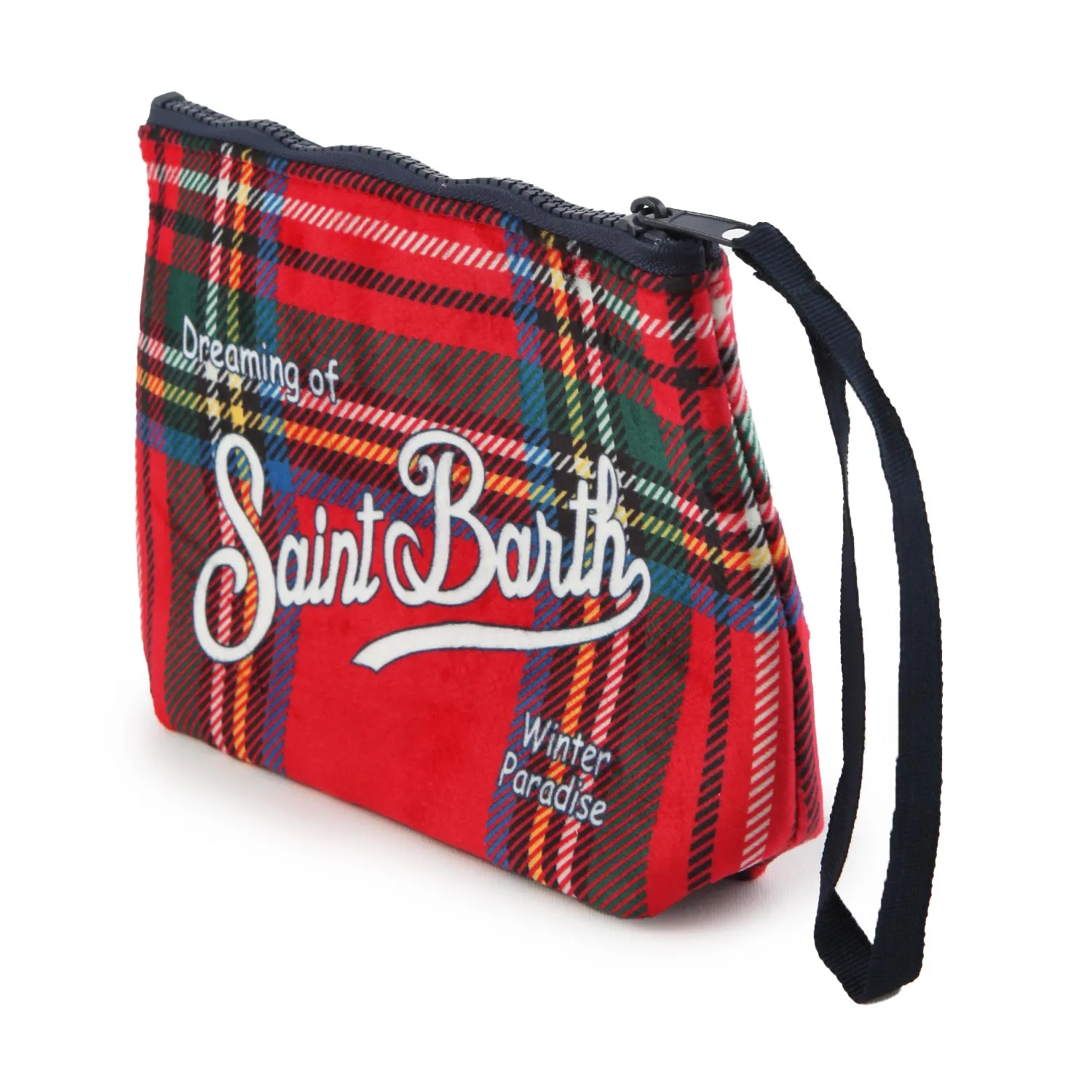 Mc2 Saint Barth Red And Multicolor Aline Tartan Clutch Bag