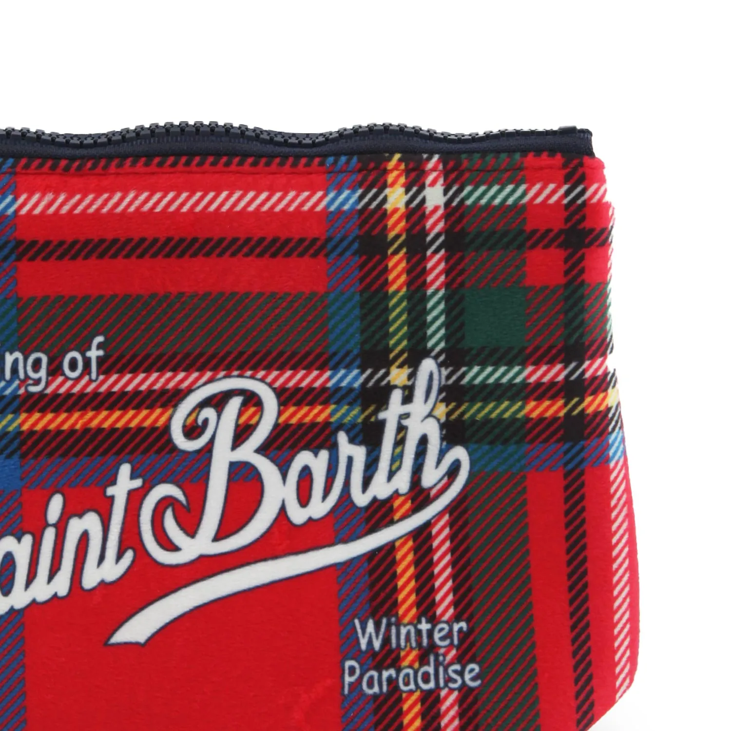 Mc2 Saint Barth Red And Multicolor Aline Tartan Clutch Bag