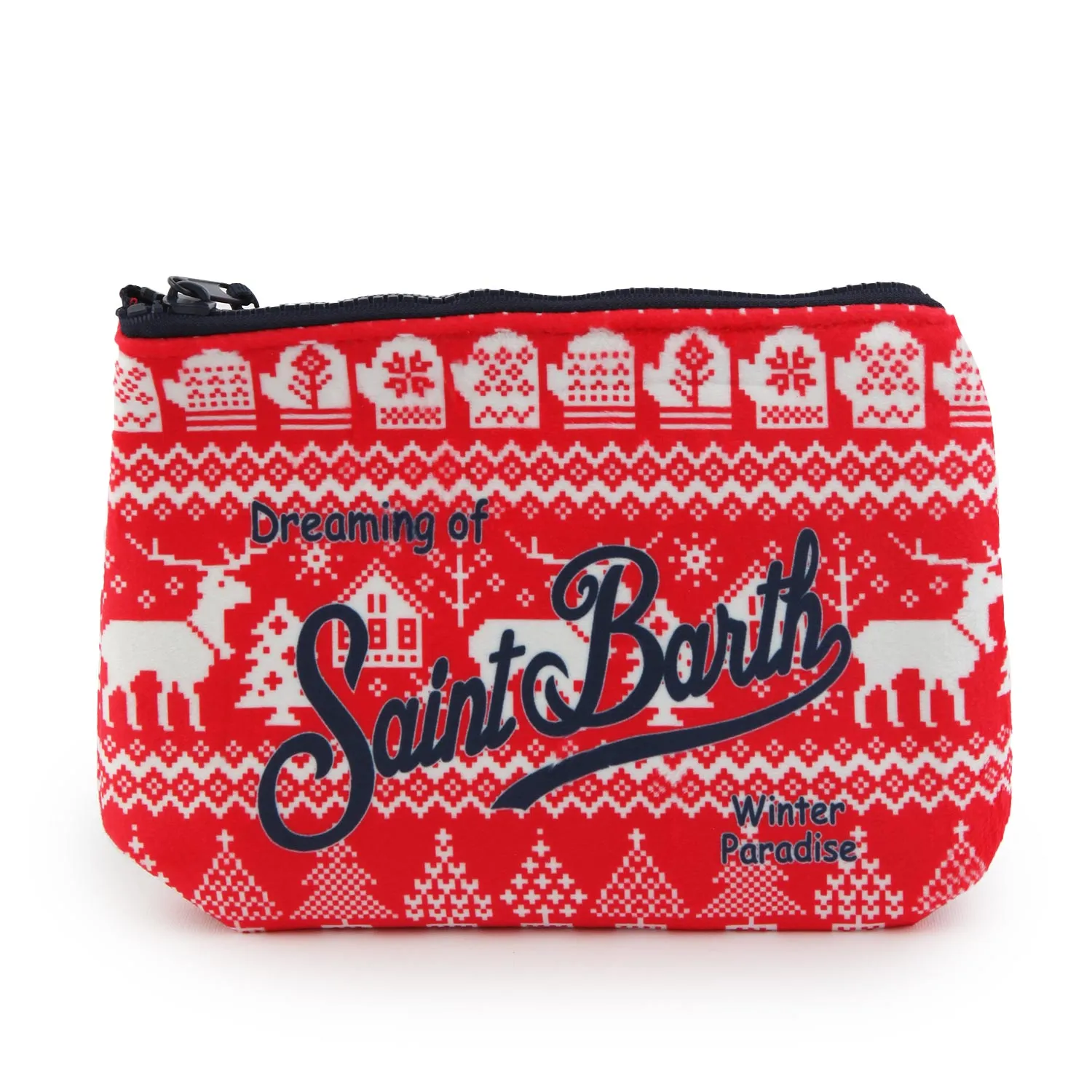 Mc2 Saint Barth Red And White Aline Nordic Dear Santa Clutch Bag