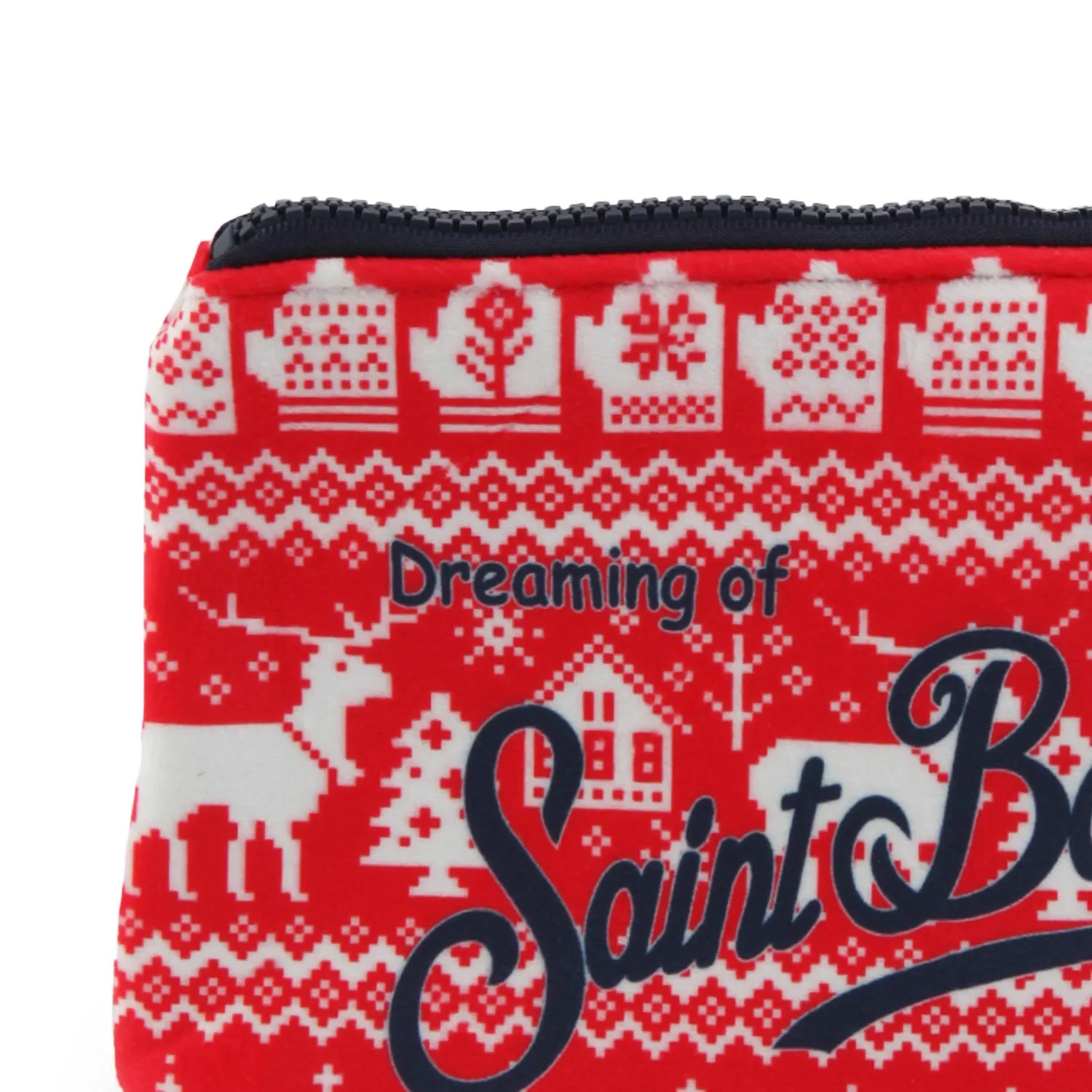 Mc2 Saint Barth Red And White Aline Nordic Dear Santa Clutch Bag