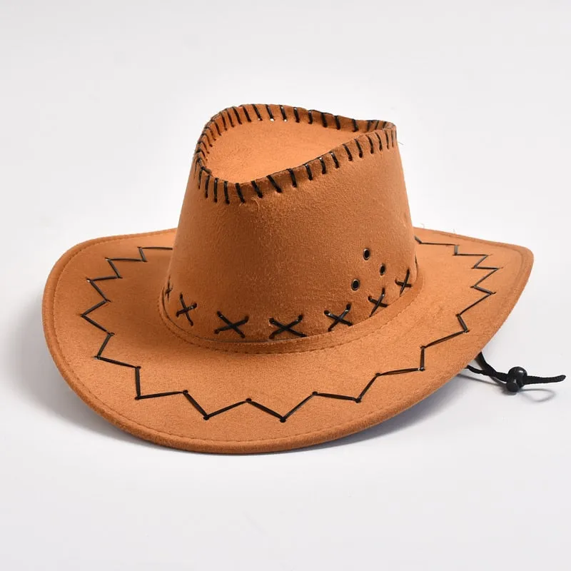 Men and Women Western Imitation Suede Cowboy Jazz Hat for Travel