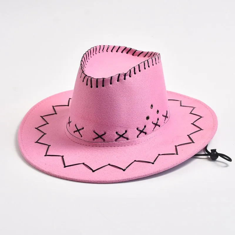 Men and Women Western Imitation Suede Cowboy Jazz Hat for Travel