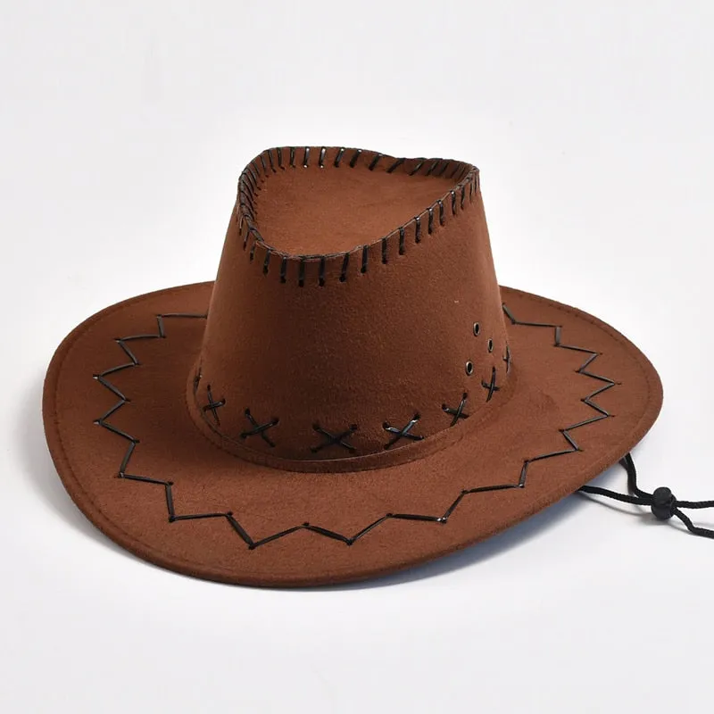 Men and Women Western Imitation Suede Cowboy Jazz Hat for Travel