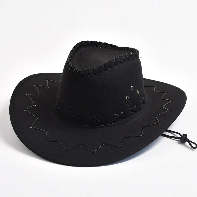 Men and Women Western Imitation Suede Cowboy Jazz Hat for Travel