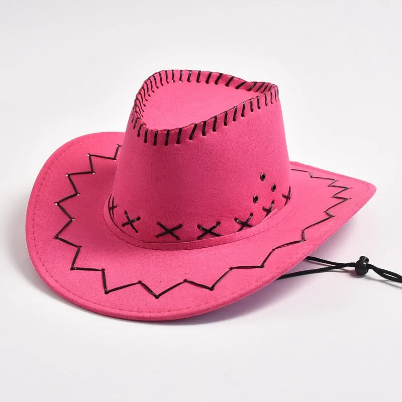 Men and Women Western Imitation Suede Cowboy Jazz Hat for Travel