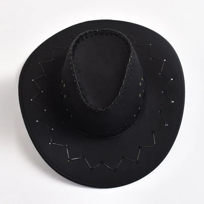 Men and Women Western Imitation Suede Cowboy Jazz Hat for Travel