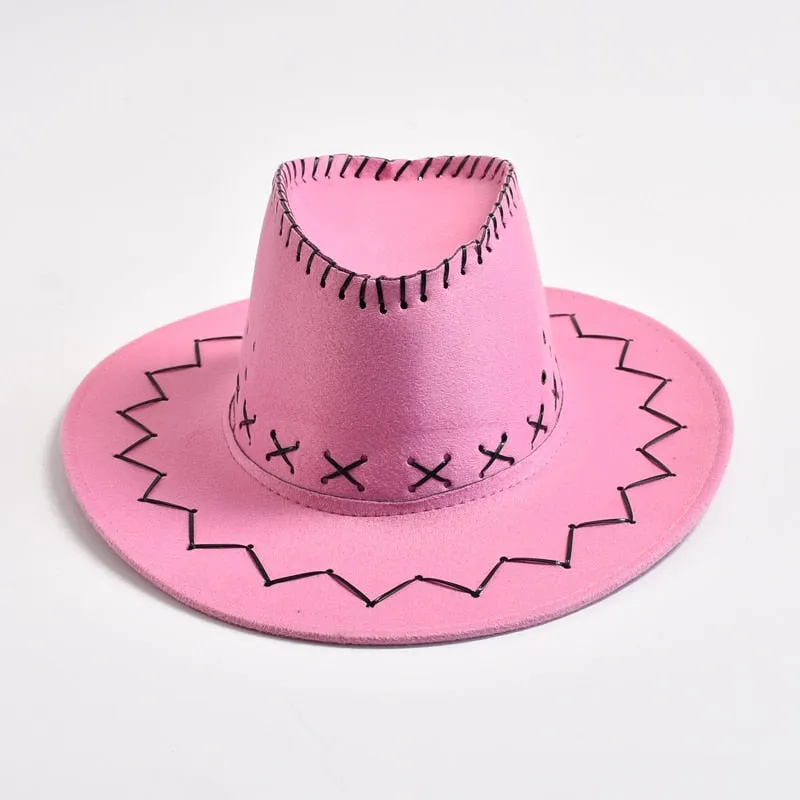 Men and Women Western Imitation Suede Cowboy Jazz Hat for Travel