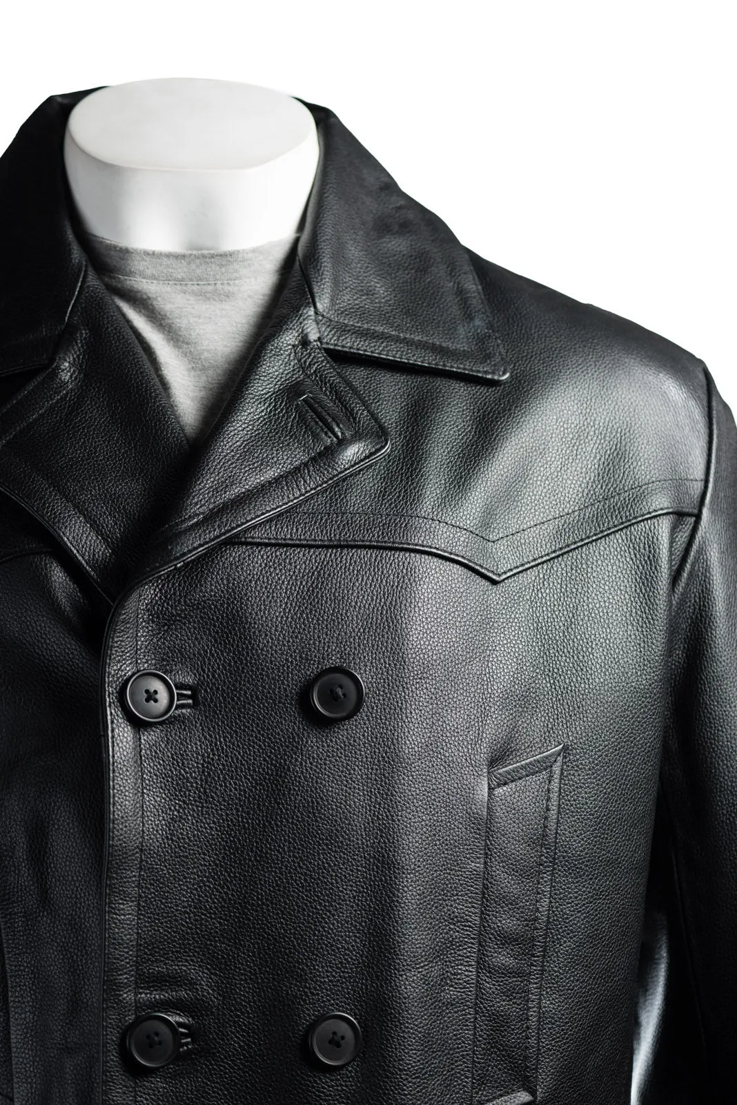 Men's Black Cow Hide Peacoat