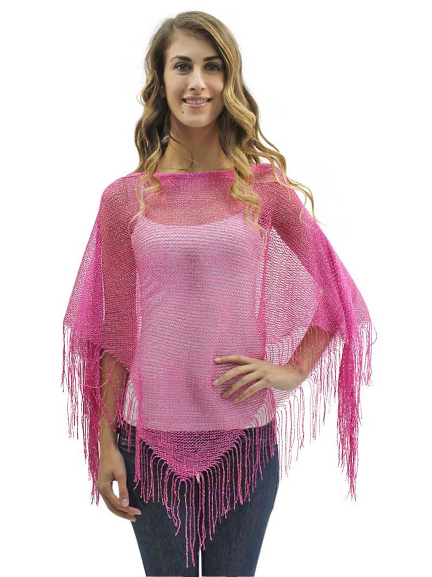 Metallic Mesh Poncho Shawl