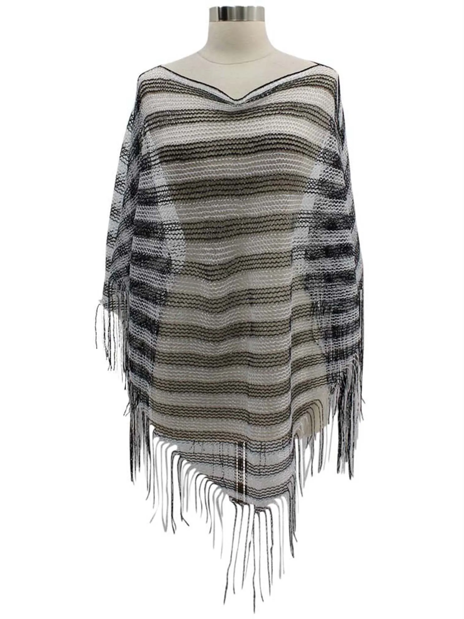 Metallic Mesh Poncho Shawl