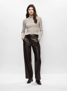 Metallic Turtleneck & Vegan Leather Pants