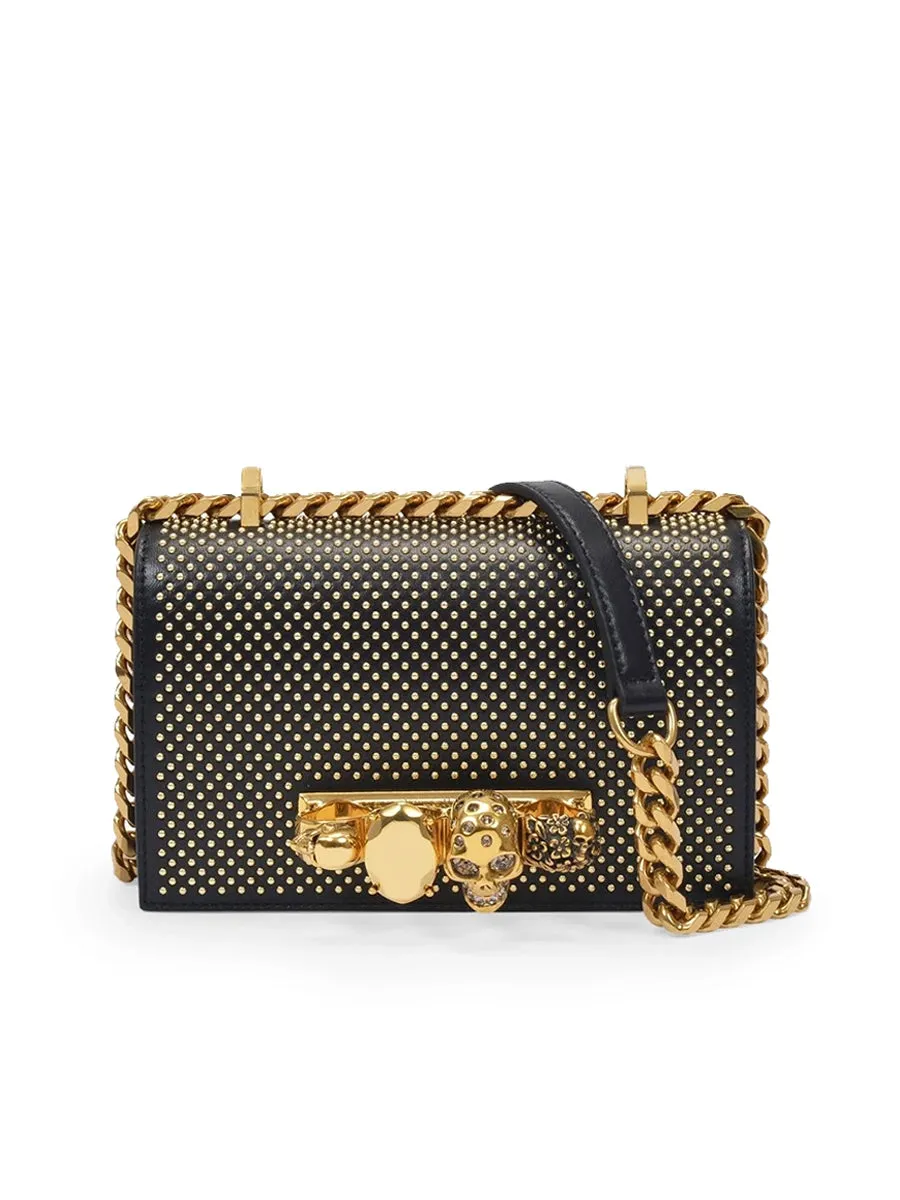 Mini Jewelled Satchel in Black