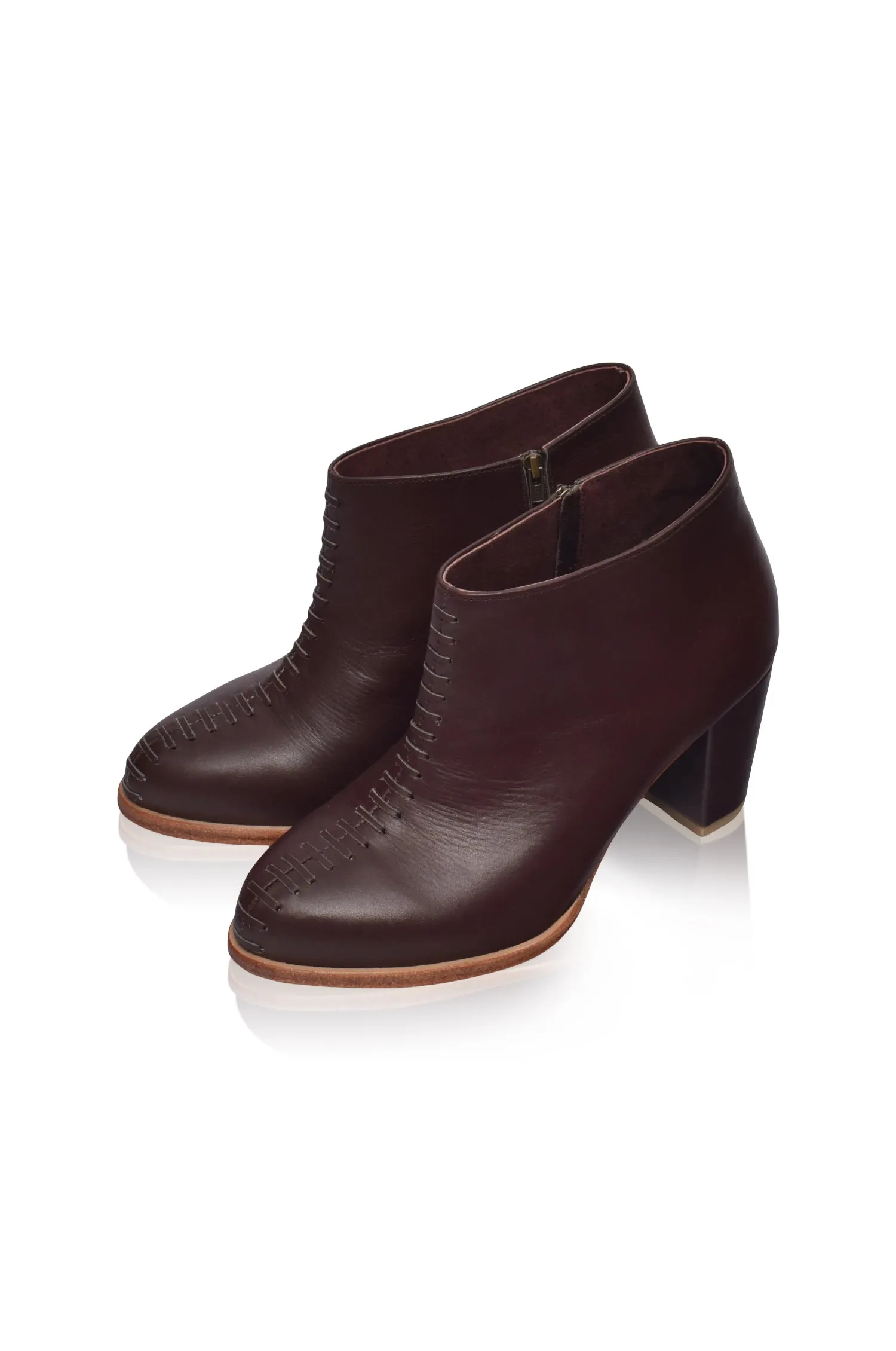 Monte Carlo Leather Booties in Dark Brown