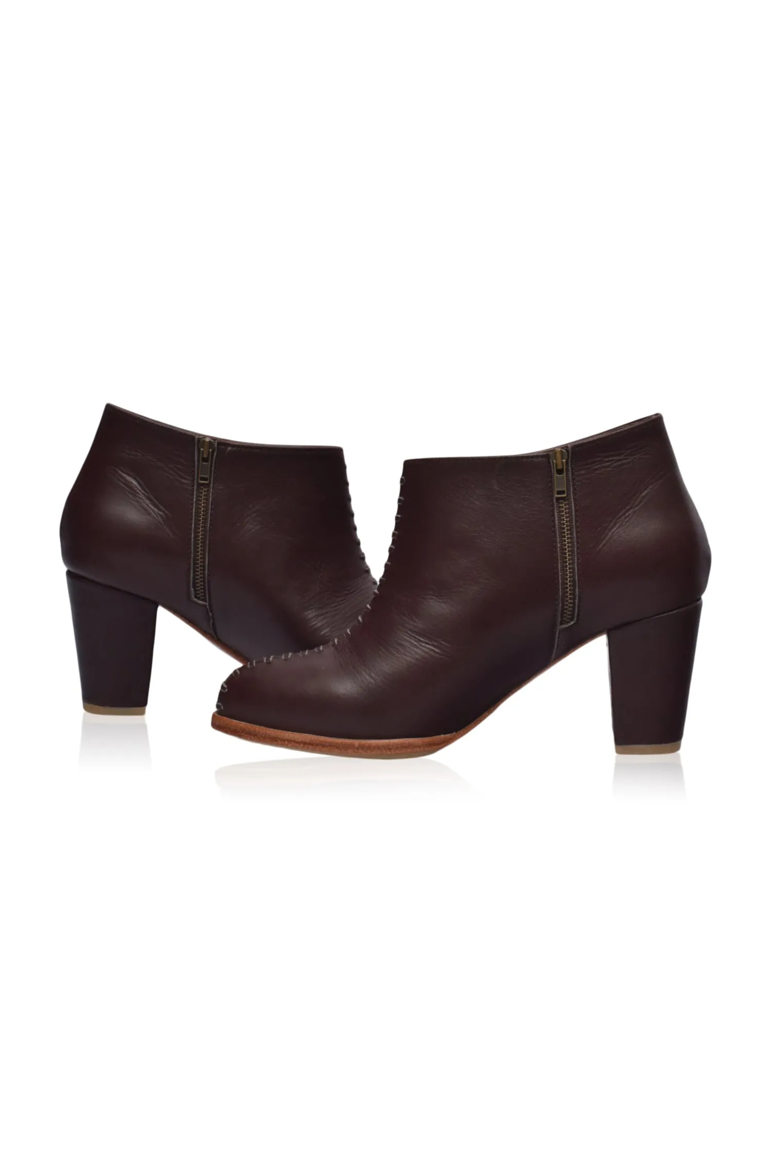 Monte Carlo Leather Booties in Dark Brown