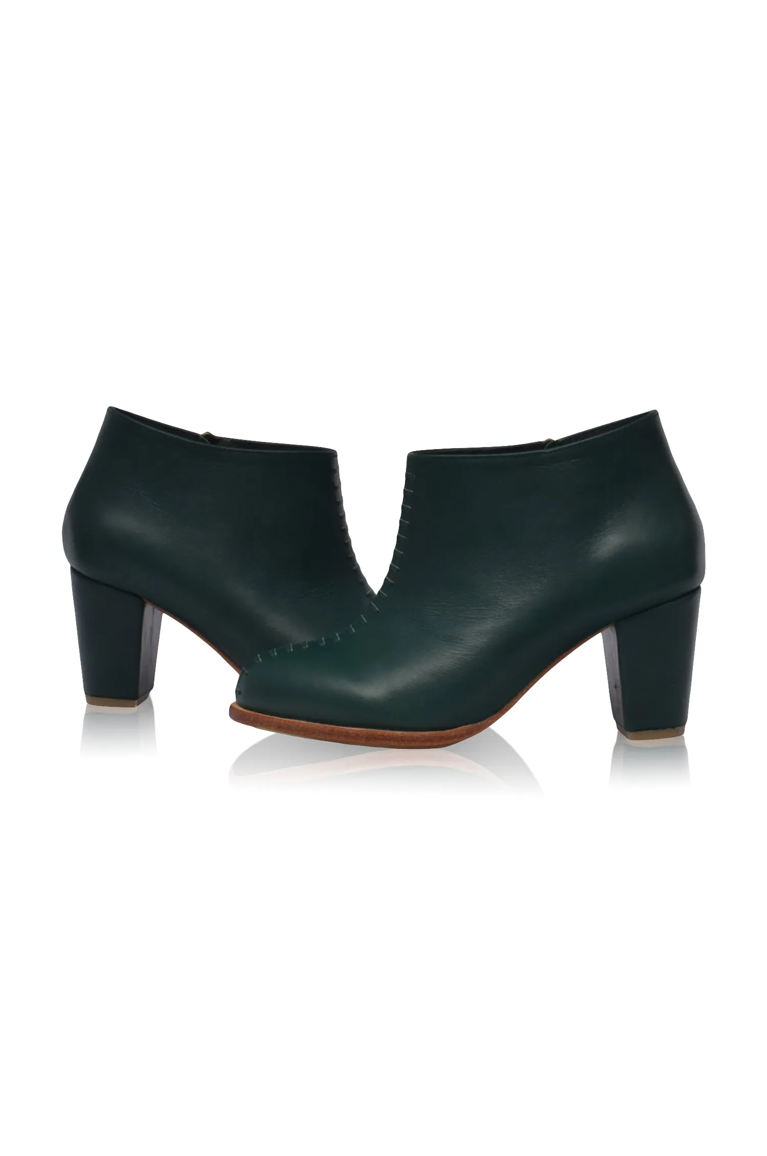 Monte Carlo Leather Booties in Emerald