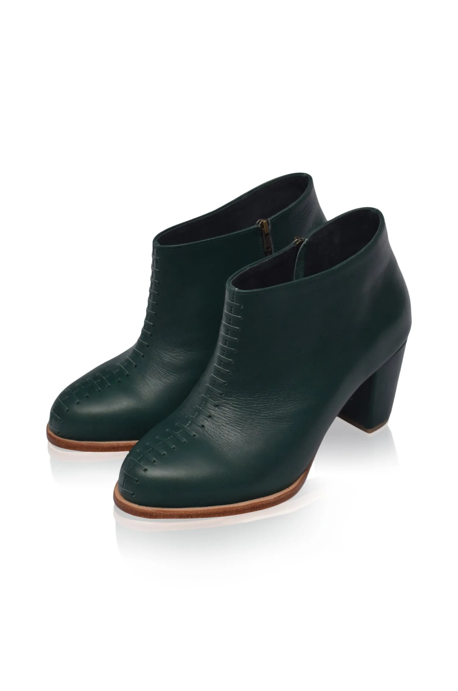 Monte Carlo Leather Booties in Emerald