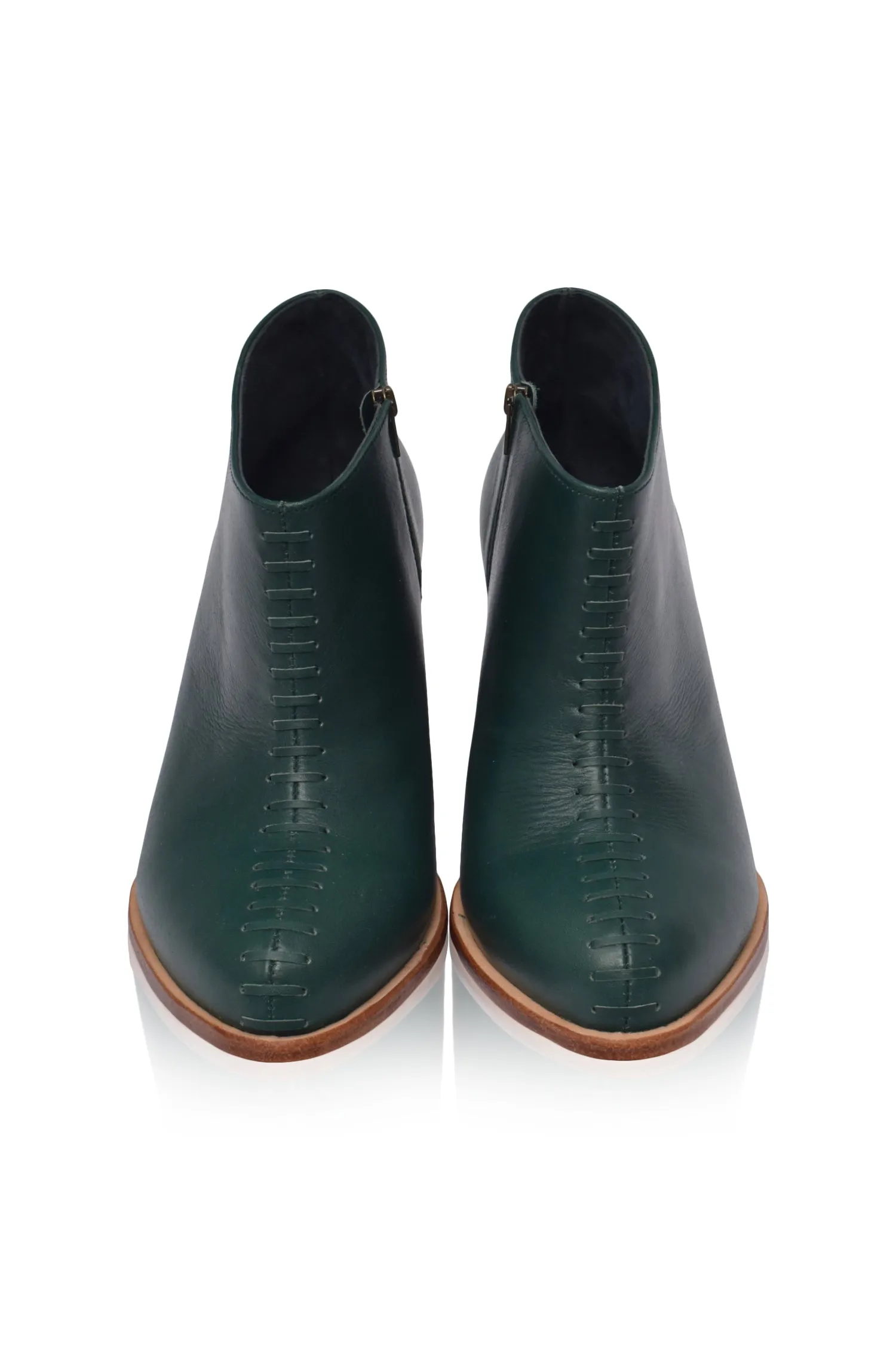 Monte Carlo Leather Booties in Emerald