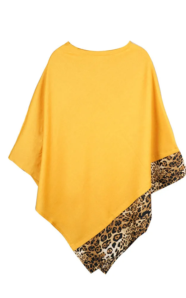 MS0089 All Year Round Leopard Trim Poncho