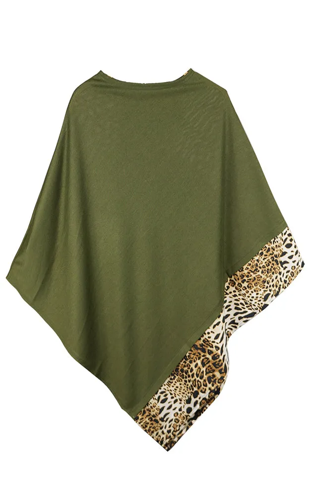 MS0089 All Year Round Leopard Trim Poncho