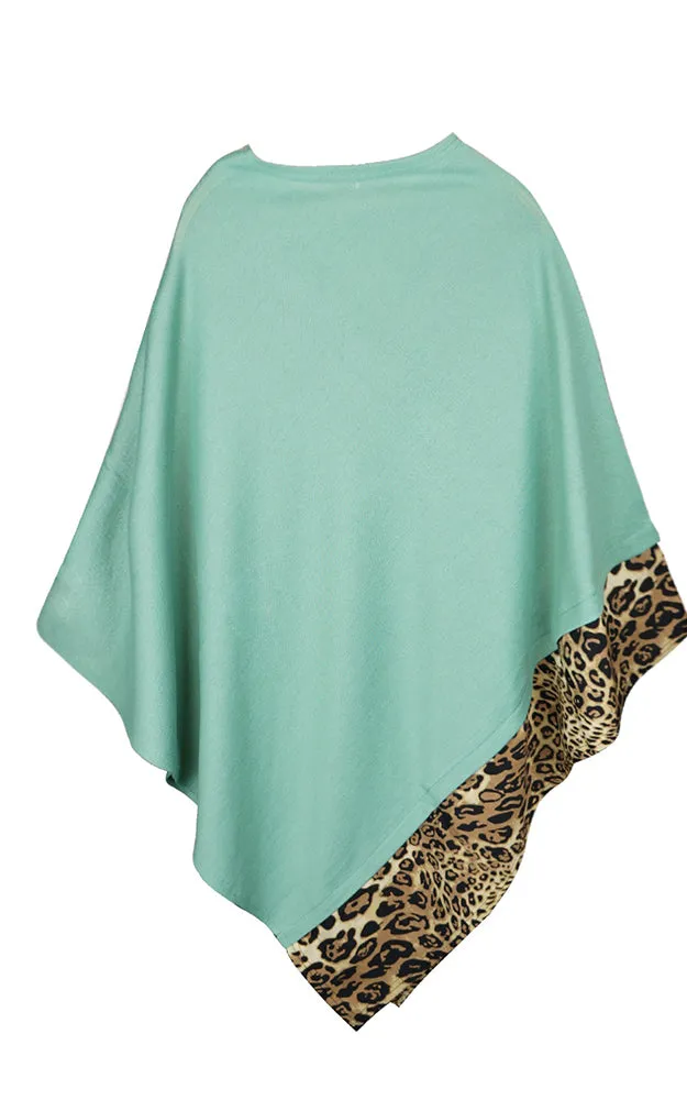 MS0089 All Year Round Leopard Trim Poncho