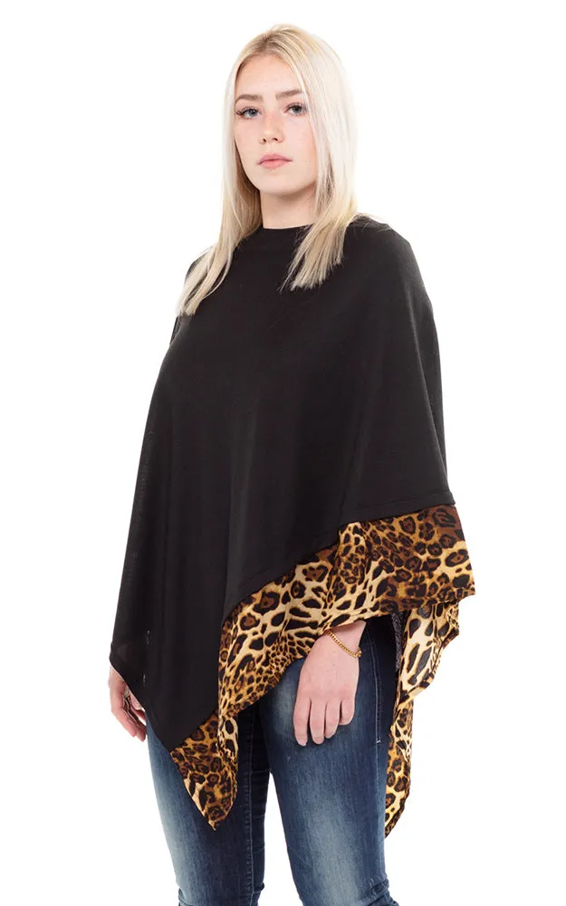 MS0089 All Year Round Leopard Trim Poncho