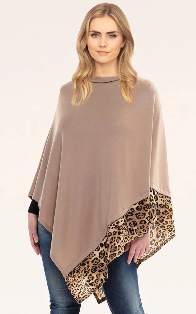 MS0089 All Year Round Leopard Trim Poncho