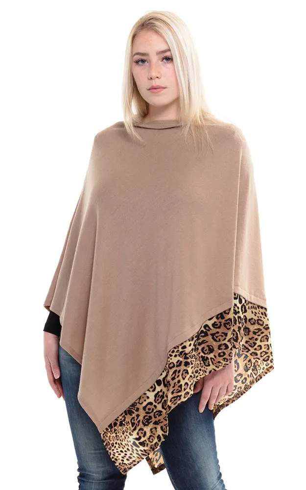 MS0089 All Year Round Leopard Trim Poncho