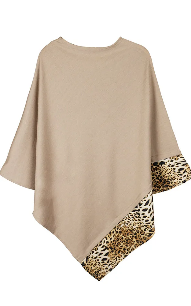 MS0089 All Year Round Leopard Trim Poncho