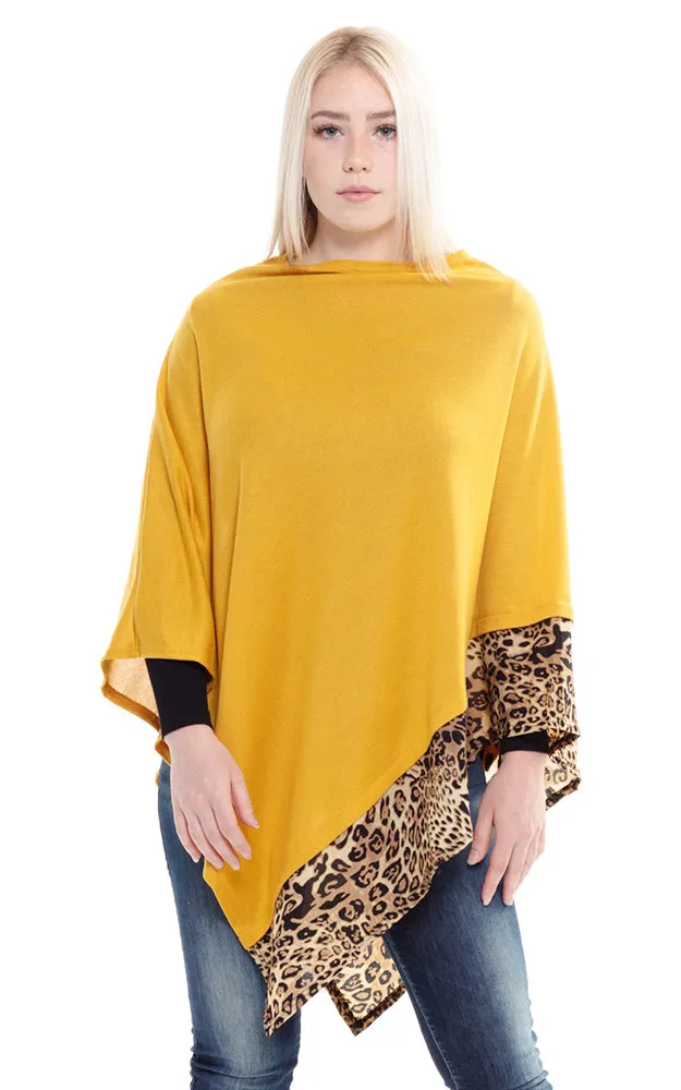 MS0089 All Year Round Leopard Trim Poncho