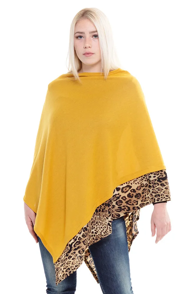 MS0089 All Year Round Leopard Trim Poncho