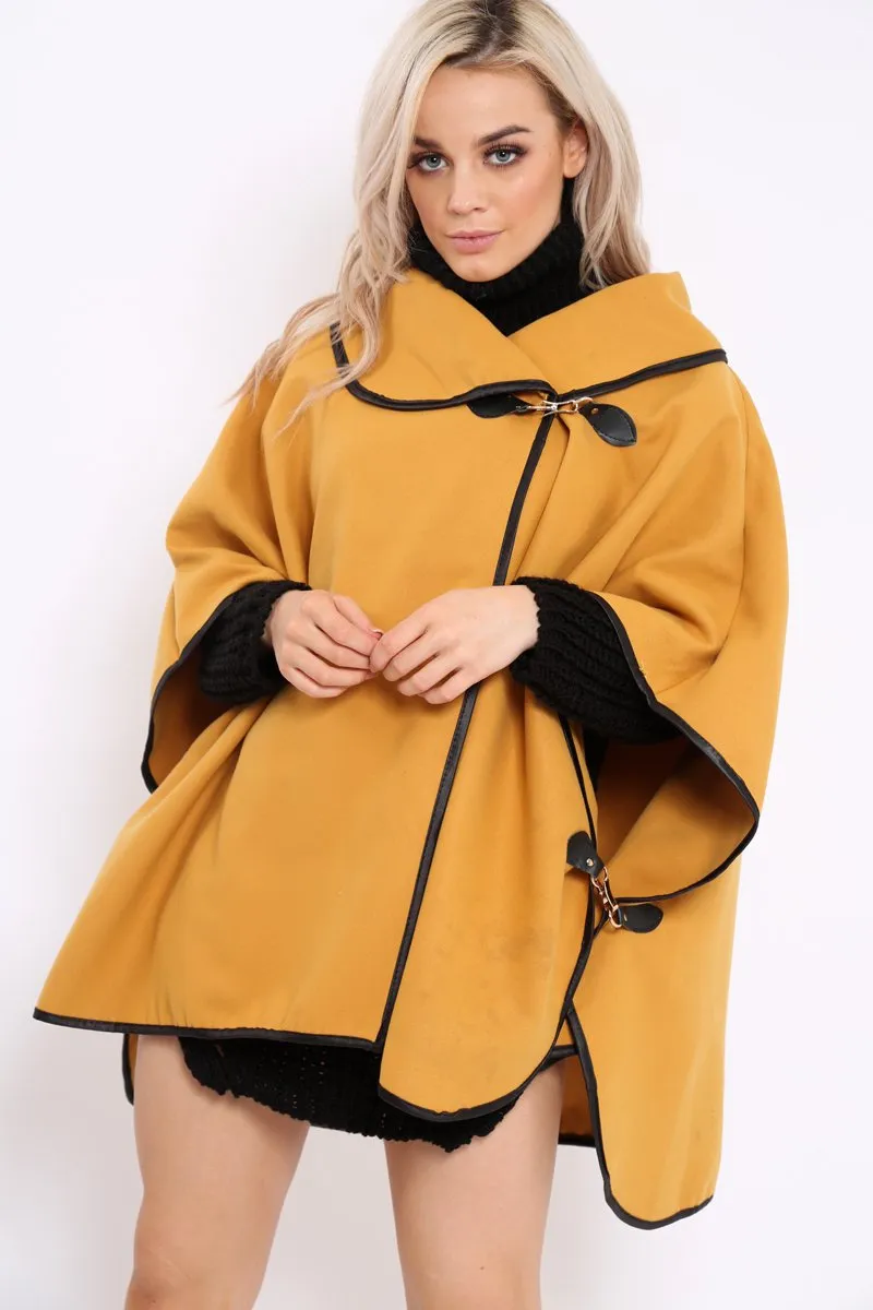 Mustard Buckle Clasp Poncho - Jozie