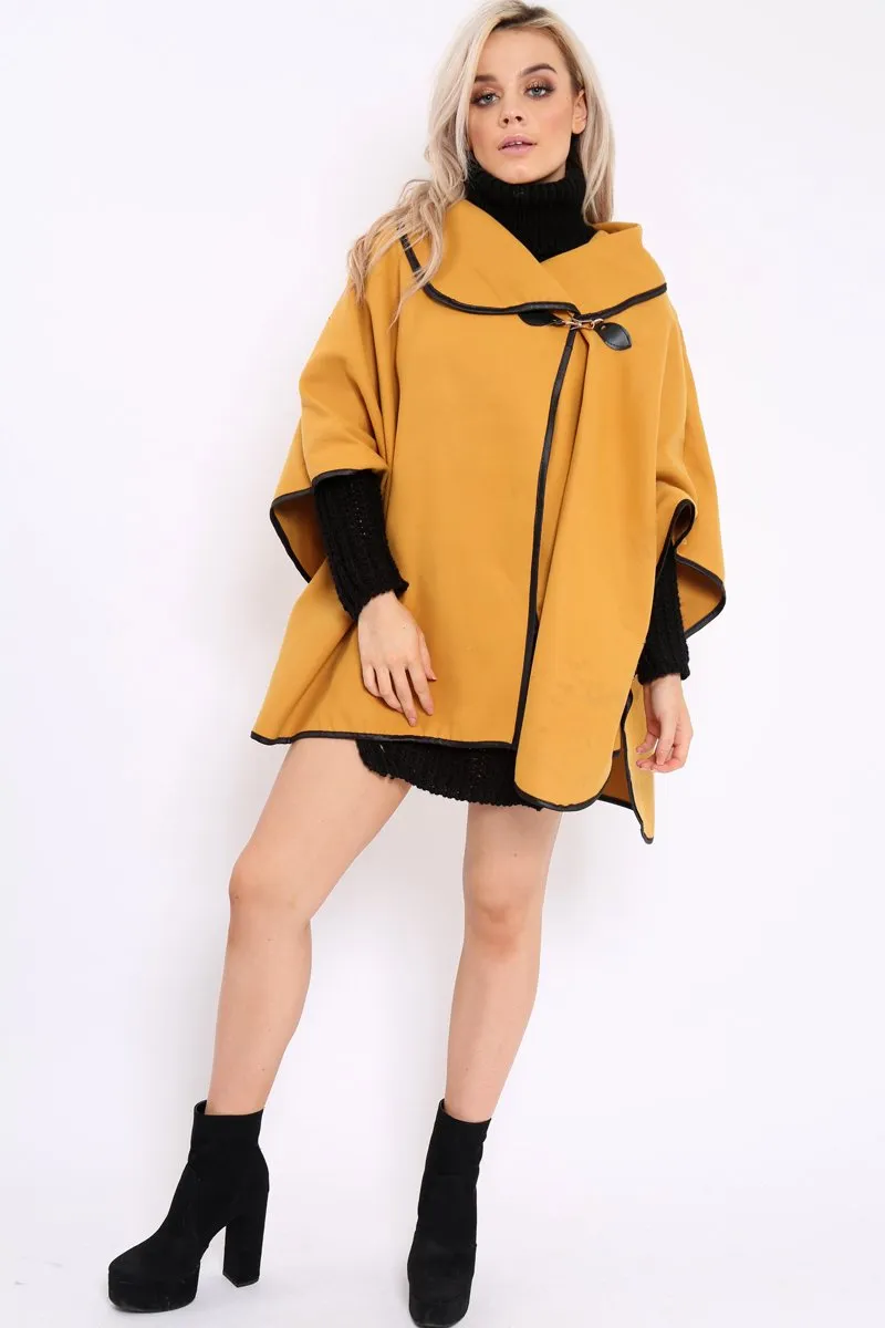 Mustard Buckle Clasp Poncho - Jozie