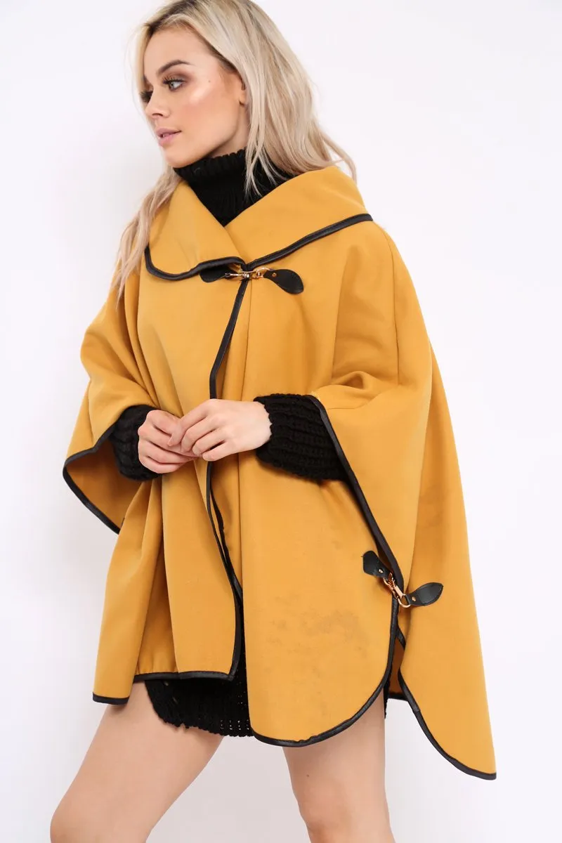 Mustard Buckle Clasp Poncho - Jozie