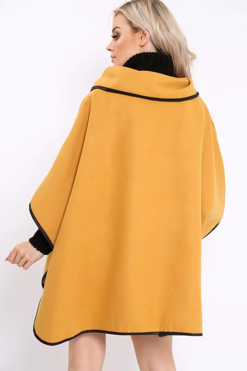 Mustard Buckle Clasp Poncho - Jozie