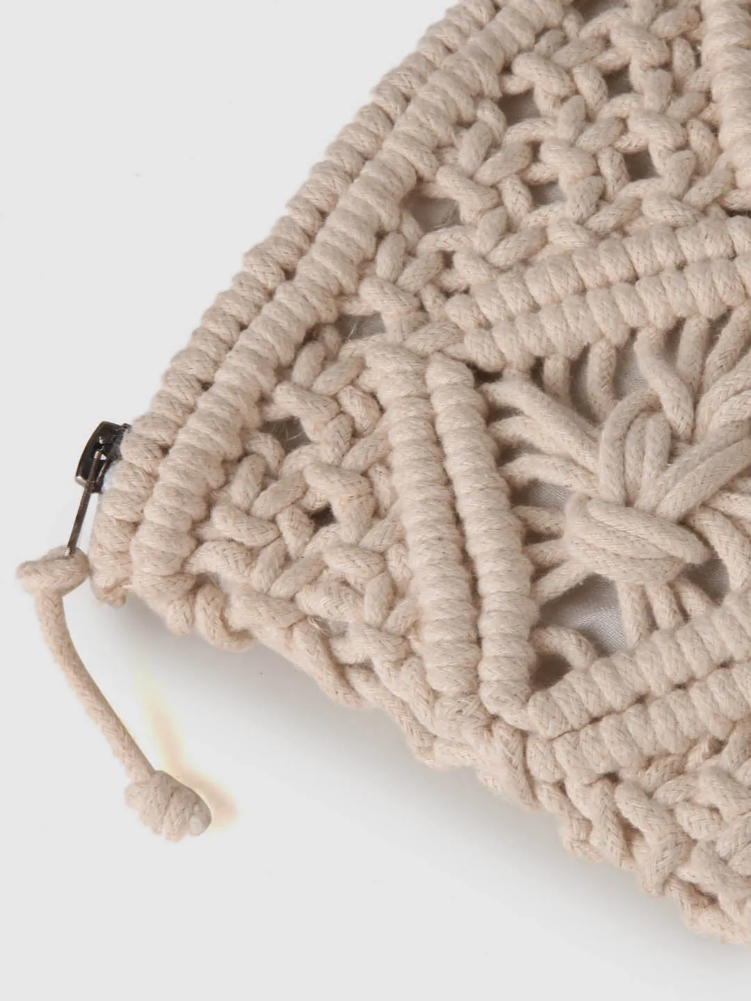 Natural Crochet Zip Top Clutch